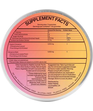 Ceylon Cinnamon Gummies - Sugar-Free with Chromium - 2000mg Cinnamon Complex - Gluten-Free & Vegan - Plastic-Free Tin - Buy Online on GoSupps.com
