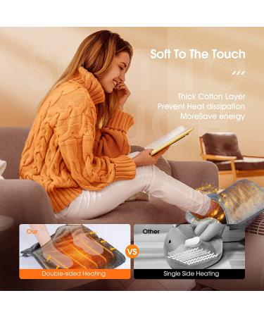 Double-Sided Electric Heating Pad for Foot Warmer - 6 Temp Levels, Auto Shut Off, Soft Flannel - Weighted Heat Pad for Back Pain Relief - Grey - Buy Online on GoSupps.com