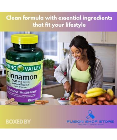 Cinnamon Capsules- 500mg Plus Chromium 180ct (Pack of 1) Boxed by Fusion Shop Store - Buy Online on GoSupps.com