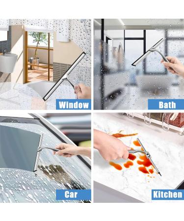 Shower Squeegee Bathroom Window Glass Squeegee All-Purpose Silicone Blade Window Glass Wiper Tools Raclette Douche for Doors Window Car Mirror Glass Ceramic Wall with Hook(10 inch Silver) - Buy Online on GoSupps.com