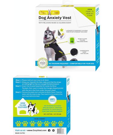 Cozy Vest 3-in-1 Dog Anxiety Vest Music & Aromatherapy Coat Relaxing Sound & Essential Oil Scent Canine Stress Relief Fireworks Thunder Separation Shirt Jacket Thunderstorm (Gray XL 65-110 Lbs ) XL 65-110 Lbs Gray - Buy Online on GoSupps.com
