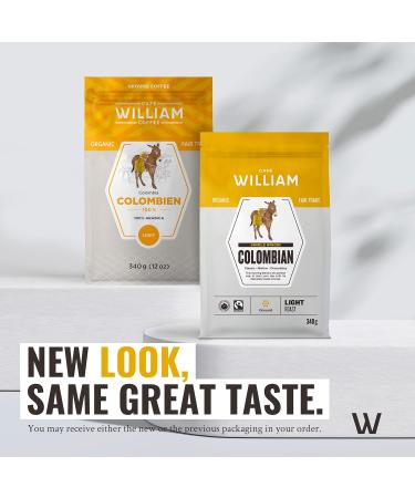 COLOMBIAN Ground Organic Coffee | Light-Medium Roast | Specialty Grade Single Origin Filter Grind Certified Fair Trade | Caf William Sustainably Roasted in Canada | Colombien Biologique Moulu - 340 g (pack of 4 COLOMBIAN 340 g (Pack of 4) - Buy Online on GoSupps.com