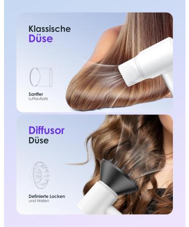 Bopcal Ions Hair Dryer with Diffuser | Fast 120 000 RPM High-Speed for Curls | Travel-Friendly & Home Use | 500 Million Ions | Perfect Gift in White Gold - Buy Online on GoSupps.com