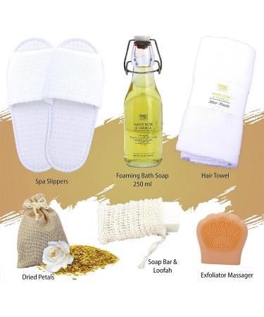 Dead Sea Mineral Vanilla & White Rose Spa Gift Basket - Natural Organic Pampering Relaxation Set for Her and Him - Holiday Lotion Gift - Buy Online on GoSupps.com