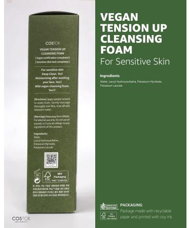 Vegan Tension Up Cleansing Foam 120ml - Gentle Daily Face Wash for Sensitive Skin EWG Verified Cruelty-Free PEG Free Eco-Friendly Packaging - Buy Online on GoSupps.com