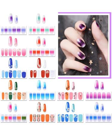22 Sheets Pure Color Shine Flower Nail Polish Stickers with File - Nail Art Decals for Women & Girls - Buy Online on GoSupps.com