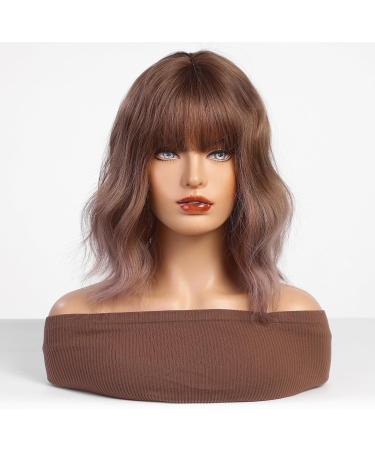 HAIRCUBE Ombre Pink Synthetic Wig for Women - Shoulder Length Cherry Blossom Pink Hair with Fringe - Buy Online on GoSupps.com