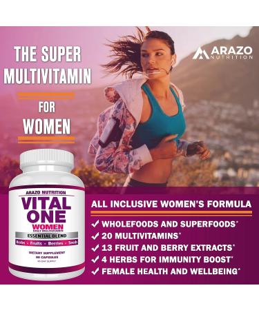 Arazo Nutrition Vital One Multivitamin for Women - 90 Vegan Capsules - Buy Online on GoSupps.com
