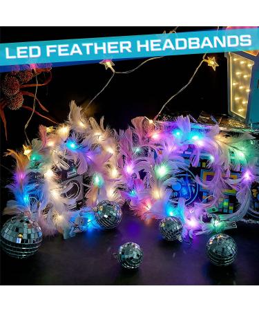 Feather Crown Headband with LED Lights - Adjustable Luminous Festival Hair Accessory for Women and Girls - Buy Online on GoSupps.com