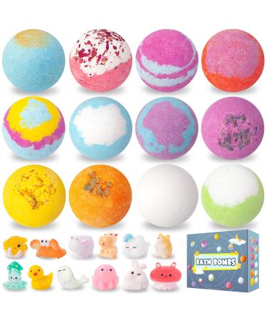 12 pieces of swimming bombs for children with surprise toys inside natural and organic foam bombs for girls and boys for birthday presents sweet animals - Buy Online on GoSupps.com
