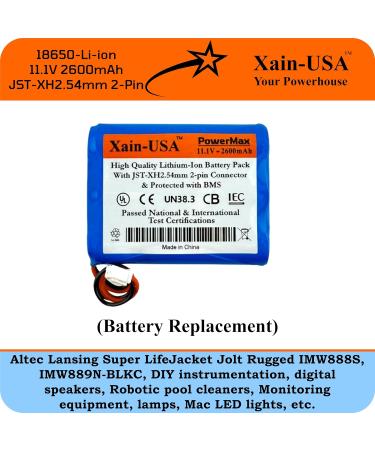 Powerful 11.1V Li-ion Replacement Battery 2600mAh | JST-XH2.54 | Compatible with Super LifeJacket Jolt IMW888S & IMW889N-BLKC - Buy Online on GoSupps.com