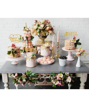 4-Pack Happy Birthday Cake Toppers - Single-side Gold Glitter 4 Style Happy Birthday Cake Decor Birthday Party Decoration Supplies for Any Age or Themed Party Photo Booth Props - Buy Online on GoSupps.com