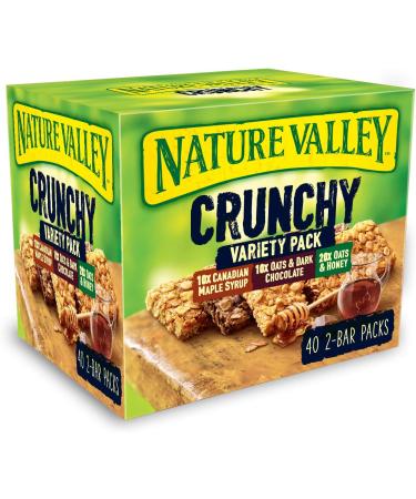 Nature Valley Protein Peanut & Chocolate Gluten Free Cereal Bars 4 x 40g (Pack of 8 total 32 Bars) & Crunchy Granola Bars Variety Pack of 40 Bars - Buy Online on GoSupps.com