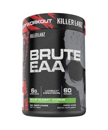 Brute EAA Branched Chain & Essential Amino Acids | 6g of Aminos to Accelerate Recovery and Lean Mass Gains 60 Servings (Sour Gummy Worms) Peach