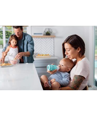 Lifefactory 4 oz Glass Baby Bottle with Stage 1 Nipple and Silicone Sleeve - Cantaloupe - Buy Online on GoSupps.com