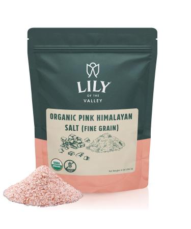Lily of the Valley Pink Himalayan Salt - Fine Grain - Ideal for Cooking, Baking and Grilling - Food Grade with 84 Trace Minerals - Vegan & Gluten-Free - Packed in Resealable Pouch (8oz, 226g)