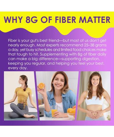 8G Fiber Gummies with Probiotics Fiber Supplement with 25 Billion CFU Probiotics Blend Inulin Green Tea Extract Support Digestive Health Regularity No Sugar Added Daily Gummy for Adults 120Cts 60 Count (Pack of 2) - Buy Online on GoSupps.com