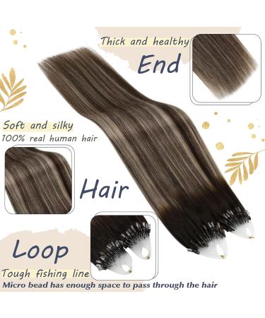 UGEAT Microring Extensions | 60cm Real Hair Balayage Brown & Chocolate Ombre | Micro Loop #4/18/4 Extensions - Buy Online on GoSupps.com