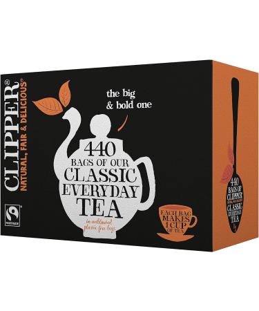 Clipper Classic Everyday Black Tea Bags | 440 Natural Unbleached Plant-Based Biodegradable Teabags | Eco-Friendly & Fair Trade Tea - Buy Online on GoSupps.com