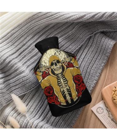 Skeleton Flower Hot Water Bottle with Plush Cover | Hand Warmer for Adults & Children - 26.5x15.3cm | Buy Internationally - Buy Online on GoSupps.com