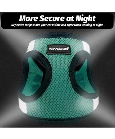 Escape Proof Cat Harness and Leash Set - Adjustable Lightweight Vest for Walking - Green - Size M (12-14'') - Buy Online on GoSupps.com