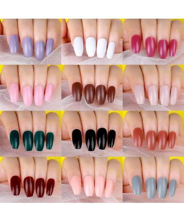 288PCS FANDAMEI Press on Nails: 12 Sets Medium Coffin Style False Ballerina Nails - 12 Solid Colors Glossy Tips for Women & Girls - DIY Nail Art with Nail Glue - Buy Online on GoSupps.com