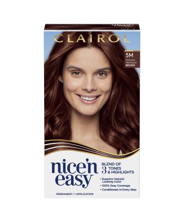 Clairol Nice'n Easy Permanent Hair Dye  5M Medium Mahogany Brown Hair Color  Pack of 1 5M Medium Mahogany Brown 6.26 Fl Oz (Pack of 1)