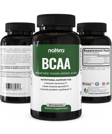 Natura BCAA Capsules - All Natural BCAAs for Recovery and Muscle Growth - Essential 2 1 1 Ratio - Pre & Post Workout Supplement - Buy Online on GoSupps.com