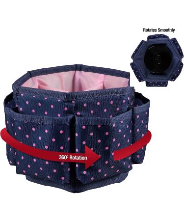 SINGER Sewing Storage Desktop Spinner in Navy with Pink Polka Dots - Buy Online on GoSupps.com