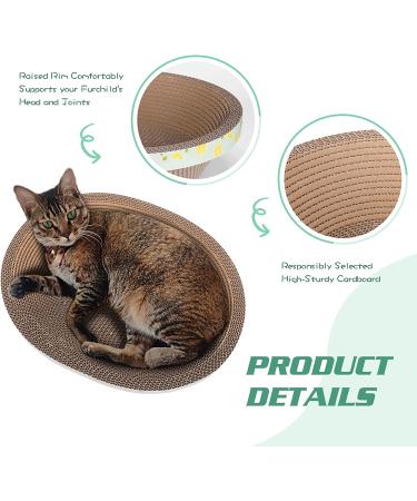 Large Oval Cat Scratcher Lounge | Cardboard Scratch Pad for Furniture Protection & Training | Cat Toy | 17.32 x 13.58 x 4.52 - Buy Online on GoSupps.com