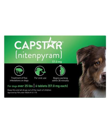 CAPSTAR Oral Flea Treatment for Dogs, Fast Acting Tablets Start Killing Fleas in 30 Minutes Over 25 lbs 6 Count