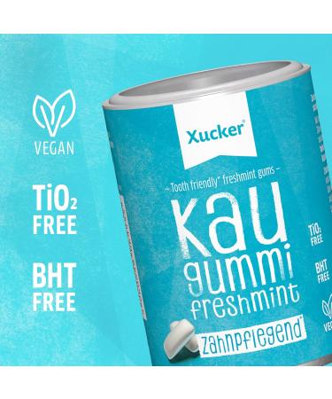 Xucker Sugar-Free Dental Care Chewing Gum Set - Vegan Xylitol Gum with Spearmint & Freshmint for Bad Breath - 2x100g - Buy Online on GoSupps.com