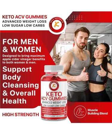 ACV Keto Gummies for Weight Loss - Fat Management with Apple Cider Vinegar - Low Carb & Sugar - Detox Cleanse with Beet Root & B12 - 60 pcs - Buy Online on GoSupps.com