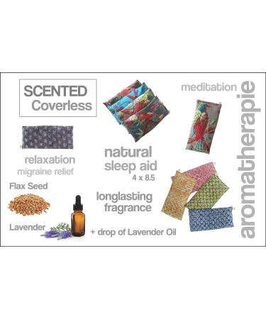 Peacegoods Lavender Eye Pillows (Pack of 4) | Scented Flax Weighted | Made in USA | Yoga Relaxation, Headache Relief | Block Print Cotton Bulk | Leaf Blue Yellow Pink Green - Buy Online on GoSupps.com