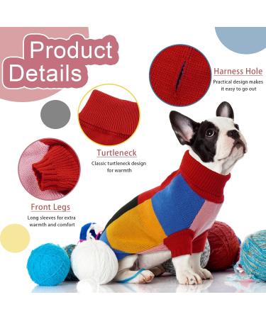 Hjumarayan Turtleneck Dog Sweater for Medium Dogs | Color Block Design with Leg Holes | Warm & Stylish for French Bulldogs - Red - Buy Online on GoSupps.com
