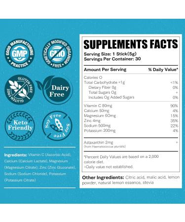 GlowRoot Daily Electrolyte Drink Lemonade Flavor 30 Stickpacks * 5g Hydration Packets with 7 Electrolytes & Minerals - Non- GMO Keto Friendly & Sugar-Free Electrolyte Powder - 150g - Buy Online on GoSupps.com