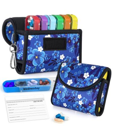 Pill Organizer Case Weekly Travel Pill Case Medication Reminder Daily AM PM Day Night 7 Compartments for 4 Times A Day 7 Days a Week - Includes Neoprene Carrying Case