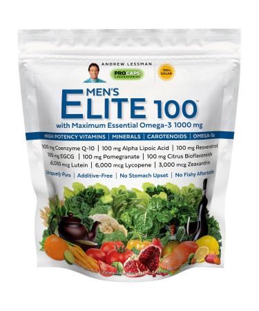 ANDREW LESSMAN Multivitamin - Men's Elite-100 with Maximum Essential Omega-3 1000 mg 120 Packets Potent Nutrients Essential Vitamins Minerals Phytonutrients and Carotenoids. No Additives 120.0 Servings (Pack of 1) - Buy Online on GoSupps.com