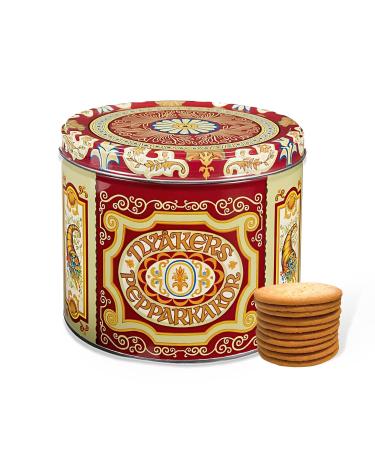 Nyakers Pepparkakor Swedish Ginger Snaps Cookies, Vegan Cookies, Dairy-Free Snacks, Gourmet Cookies, Food Gift for Holidays, Valentines Day, Thanksgiving, Packed in a Beautiful Tin - 26.45oz (Red Tin)