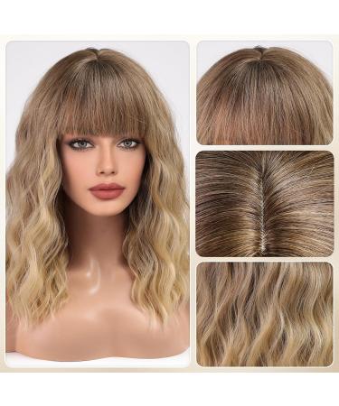 Haircube Ombre Light Blonde Short Bob Wig with Bangs - Heat-Resistant Synthetic Fiber for Women | Perfect for Parties Cosplay and Daily Wear - Buy Online on GoSupps.com