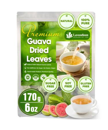 Lavendium Premium 170g (6oz) Guava Dried Leaves (CUT & SIFTED) 100% Natural & Pure from Dried Guava Leaves Guava Loose Leaf Tea No Additives No Caffeine Vegan Guava 6oz