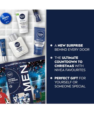 NIVEA MEN Advent Calendar 2024 Gift Set (24 Pieces) Men Gift Set Includes Men's Moisturiser Face Wash Shower Gel Post Shave Balm Lip Balms Anti-perspirants and More - Buy Online on GoSupps.com