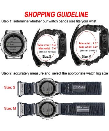 Garmin Watch Band: Super Rugged Nylon Sports Strap for fnix/Forerunner/Vivoactive/MARQ/D2 Series - Black 26MM, Small Size - Buy Online on GoSupps.com