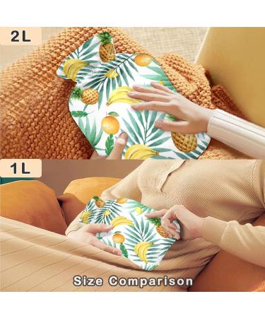 Naanle Palm Leaf Banana Pineapple Bottle | 1L Transparent Hot Water Bottle for Pain Relief & Therapy | Ideal for Bed Hand & Feet Warmth - Buy Online on GoSupps.com