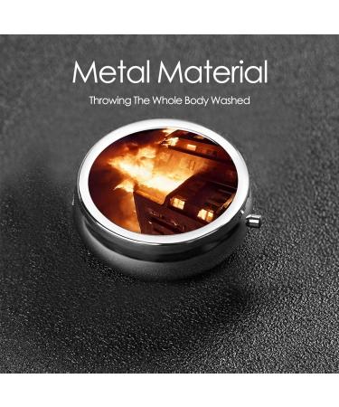 Volcano Printed Mini Round Pill Box - 3 Compartment Travel Organizer | Portable Pill Case for Home & Office - Buy Online on GoSupps.com