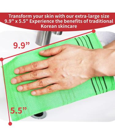 Korean Exfoliating Bath Washcloths 6-Pack XL Size 9.9x5.5 | Viscose Rayon Towel for Soft Skin | Body Scrub Mitt Glove | Korea Made - Buy Online on GoSupps.com
