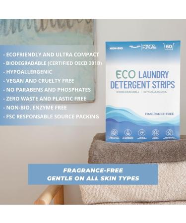 Eco-Friendly Laundry Detergent Sheets - Fragrance Free 60 Count - Biodegradable Hypoallergenic Zero Waste Eco-Strips - Plant-Based Formula - Plastic-Free - 60 Loads - Proto Future - Buy Online on GoSupps.com