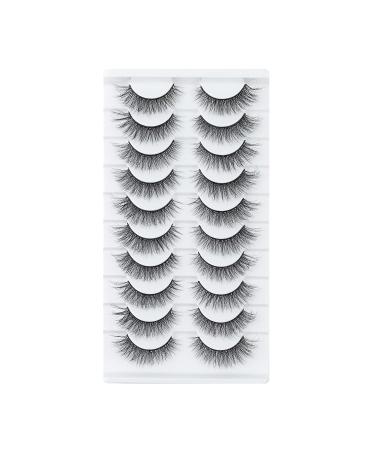 6D Fluffy False Eyelashes - 10 Pairs Natural Look Faux Mink Cat Eye Lashes | Soft Thick & Reusable Make-Up - Happy Heartbeat (ID10) - Buy Online on GoSupps.com