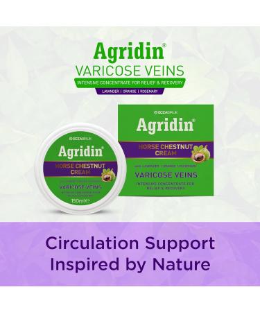 Agridin Horse Chestnut Cream for Legs & Body Varicose Veins Relief Anti-Swelling Circulation Support Enriched with Rosemary & Orange Oils 150ml / 5.07 fl oz - Buy Online on GoSupps.com