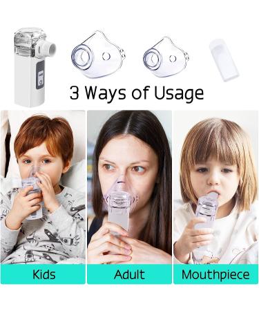 Portable Mesh Nebulizer for Adults & Kids - Lightweight Handheld Steam Inhaler for Traveling - Includes Mouthpiece & Mask - White - Buy Online on GoSupps.com